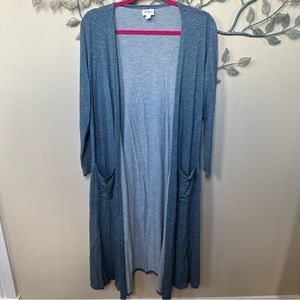 ❤️LULAROE Striped Sarah Cardigan Full Length Open Front Small Stretch CL…